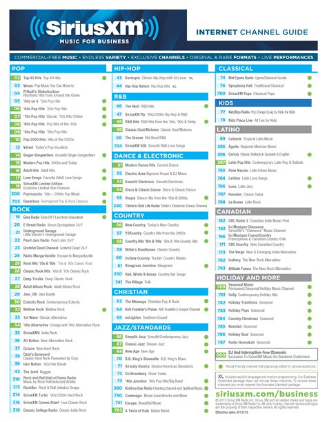 sirius xm channel guide